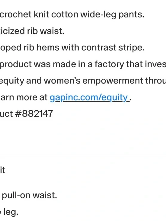 GAP Crocheted Flare Pants with Yellow Scalloped Trim - Picture 5 of 5